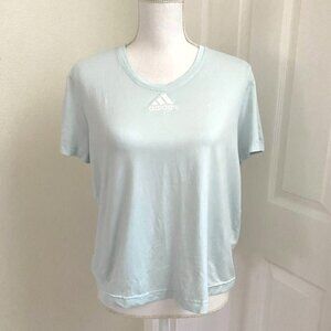 Adidas 3 Stripes Scoop Neck Light Blue Athletic Top Size M Preowned  B1